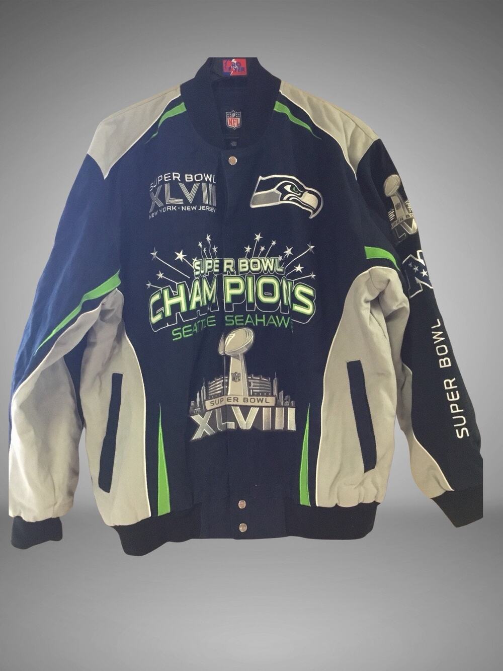 Seattle Seahawks Super Bowl 47 XLVII Champions Jacket Size XL New